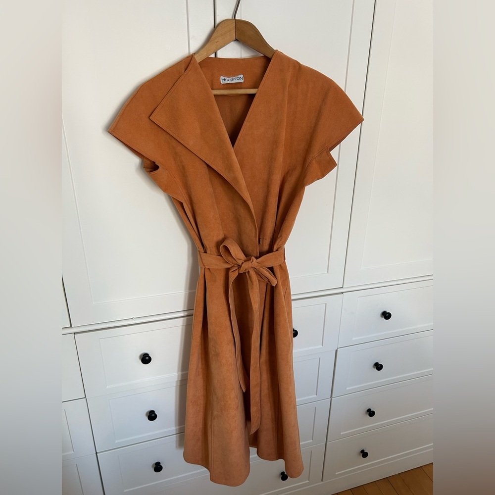 Vintage Halston Ultrasuede Wrap Dress - Size M